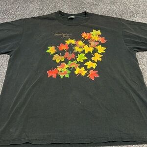 90s Vintage Maine Fall Autumn Leaves Pumpkin Graphic Green Shirt VTG XXL