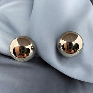 Epiphany Platinum Clad Bold Polished Round Stud Earrings Pierced Silver .925