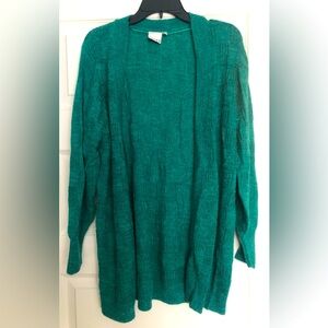 Ichi rich green long open cardigan, size M