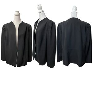 Tahari ASL Black Long Sleeve No Collar Blazer Size 16W