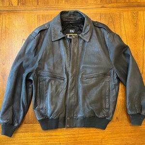 London Fog Vintage 90s Y2K Genuine Leather Black Bomber Jacket Coat Men’s Size L