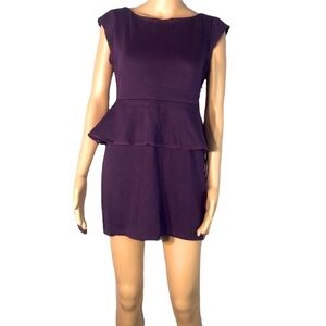 Vintage Alice + Olivia Purple Stretch Knit Victoria Peplum Zip Back Mini Dress M