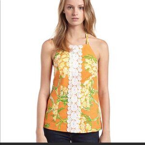 Lilly Pulitzer Hillview Jacquard Halter Top Orange Size 0