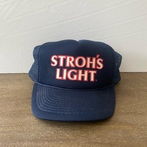 Vintage Strohs Light Beer Hat with Braid