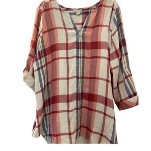 Khakis & Co tunic or short dress.  Size XL. Plaid print with red, and blue. New.