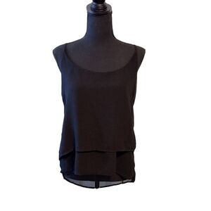 Ambiance Apparel Double Layer Flowy Tank Black Medium