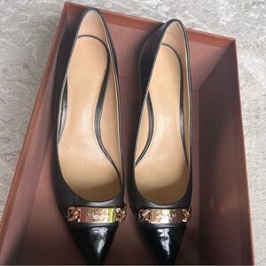 Coach heels pumps kitten heel black Bowery gold hardware