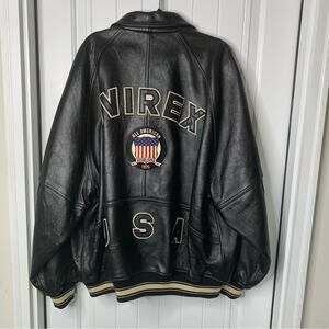 AVIREX vintage TALL leather signature icon bomber jacket size 3XL Tall