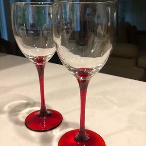 Vintage LUMINARC France Cherry Red Stemmed Wine Glasses