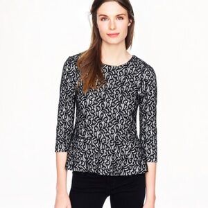 J. CREW | Black Lace Peplum 3/4 Sleeve Top Blouse Sz. S Small