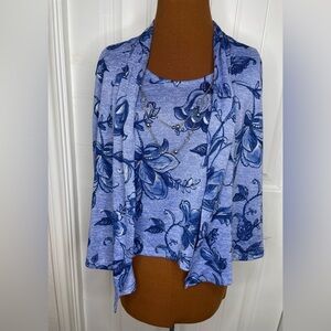 Alfred Dunner Blue Floral Twinset Size PM