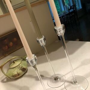 Trio 3 IKEA TALL Sleek Glass Candleholders.  Retired.  Top Quality