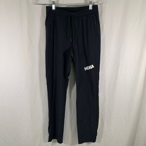 Hoka Running Pants Mens Small Solid Black Pull On Drawstring Zip Pockets Joggers