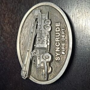 Vintage Syncrude Fire Department Fire Truck no 7 Belt Buckle