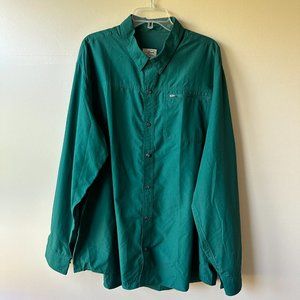 L.L. Bean Button Down Shirt Roll Tab Outdoor Fishing Hunter Green Men's XXL