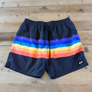 Neff Rainbow and Navy  Swim Trunks Size Extra Large