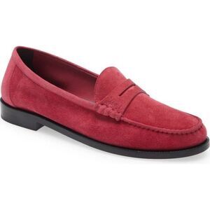 Saint Laurent YSL Logo Monogram Men's Red Suede Loafer "Le Loafer" 10 US…