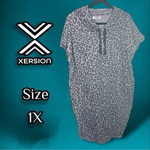 Xersion Fleece Leopard Print Casual Loungewear Casual Dress Size 1X