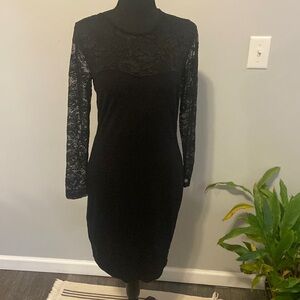 H&M Black Dress With Lace Sleeve And Top