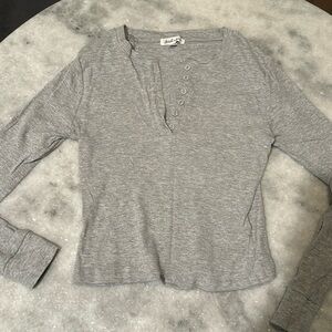 Derek heart Heather grey long sleeve thermal top size large