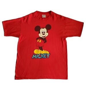 Vintage Mickey Mouse Red Unisex T-Shirt Size XL