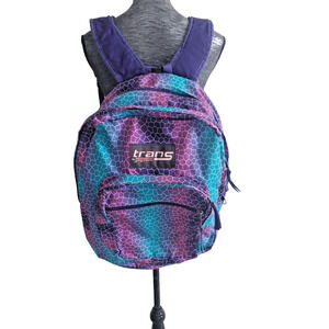 JanSport Trans Backpack Multicolor Purple Aqua Blue Crackle School Backpack