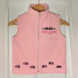 Kids Country Canada - Light Pink Fleece Vest With Ladybug Embroidery Detail - 6