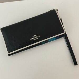 Coach 55295 Tricolor Edgestain Slim Wallet in Black/Green/Blue