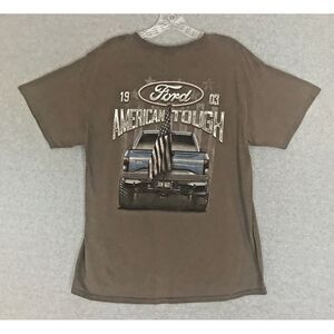 Ford F-150 Pickup Truck T-Shirt Mens‎ Large American Tough USA Flag Gray Tee