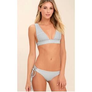 ELLEJAY Puka Black & White Striped String Bikini size s/m