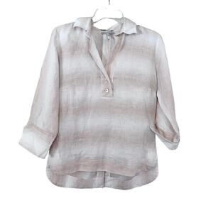 Hinson Wu luxe linen striped blouse tunic Size 2