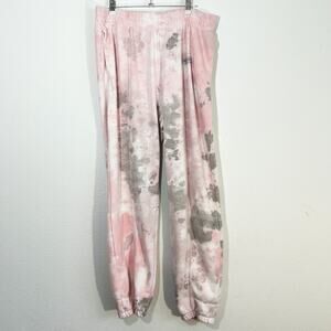 Nike Tie Dye Fleece Sweatpants Women's Large Pink/Gray Athletic Sporty Relaxed