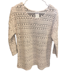 Lavon white crochet knit long sleeve