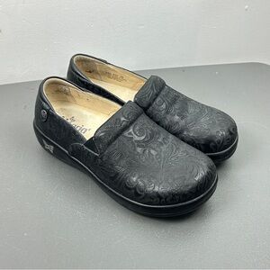 Alegria Black Leather Clogs