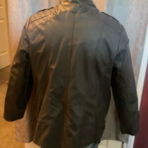 Grey vegan leather jacket 2x