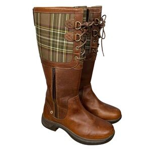 Dublin Leather Plaid Waterproof Riding Boots Womens 7