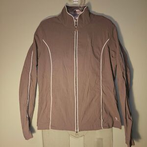 DANSKIN 2 way zippered light jacket taupe / gray