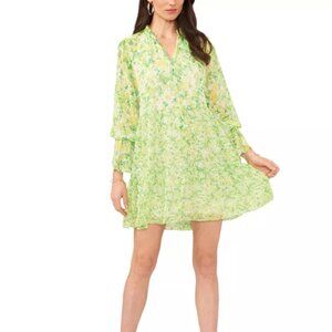 Vince Camuto Women Long Sleeve Tassel Peasant Dress Blooming Brights Size XS NWT