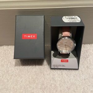 Timex Brand New Pink Leather Watch Silver