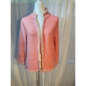 Open Front‎ Sweater Size Large Peach and Cream