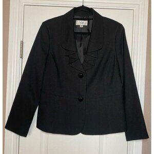 Le Suit Women's Black Blazer w/Scalloped Collar Size 12P Pre-Owned