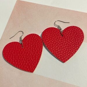 Heart shaped faux leather earrings