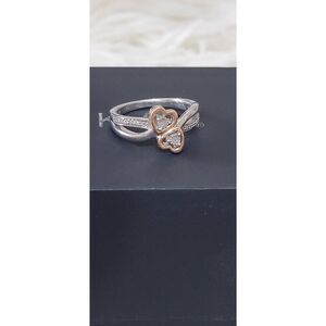 Kay Jewelers Genuine Diamond Heart Ring Sterling Silver & 10K Rose Gold sz 7