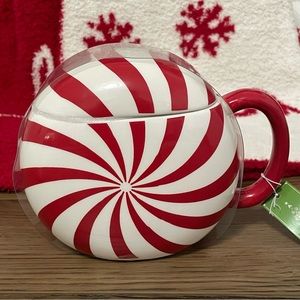 Transpac Peppermint Swirl Christmas Mug with‎ Top