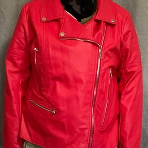 Ladies plus size vegan leather jacket size1