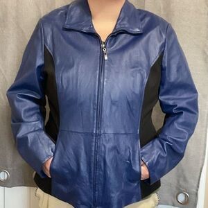 Beautiful blue genuine leather jacket size 1x