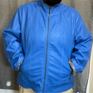 Blue Cleo vegan leather jacket fully lined size XXL