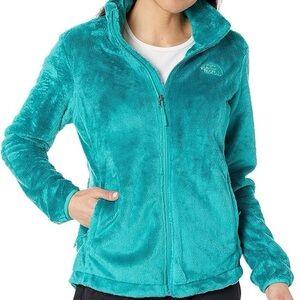 The North Face Osito Fuzzy Fleece Jacket Women's Small Teal Blue Green Full Zip