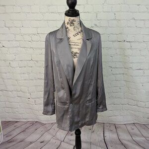 PRINGLE Chrome Gray Satin Blazer Jacket sz 6