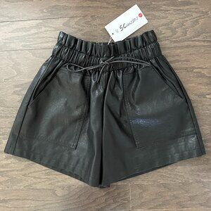 SCHHJZPJ Faux Leather Shorts BLACK S